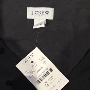 J Crew ladies black elegant vneck polka dot blouse